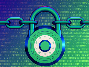 Image of a security lock against a blue-green background