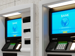 Close-up of ATM machines