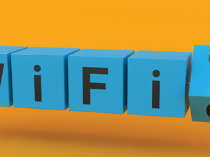 Colorful boxes spelling out WiFi 7