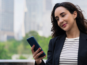 A woman using a smartphone