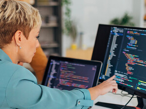 Person reviewing code 