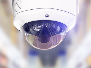 Close-up of camera in retail store