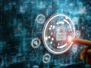 Lock surrounded by icons