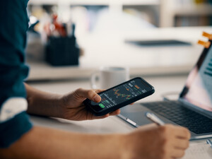 Man accessing financial data