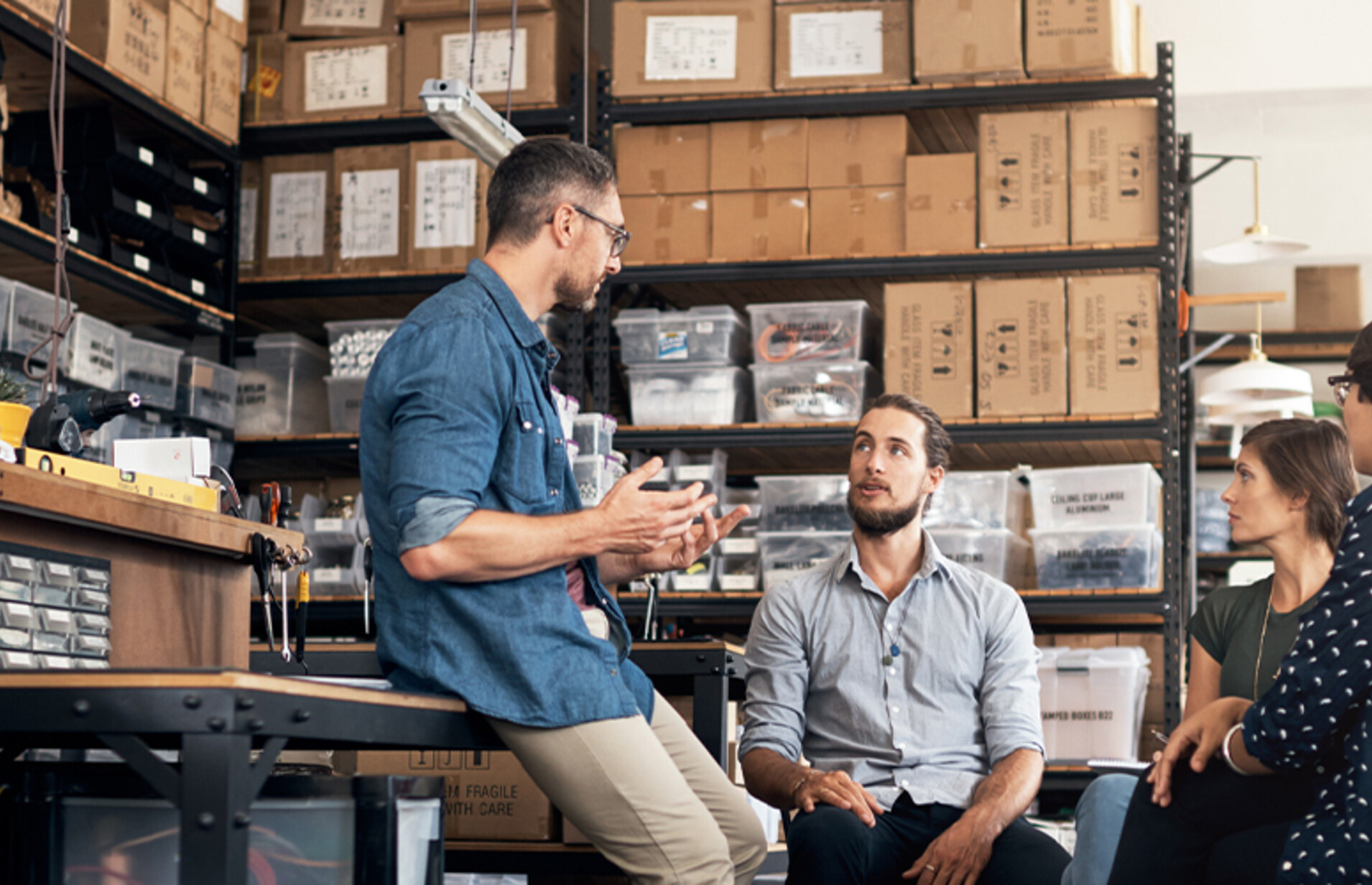 Group of colleagues having a discussion