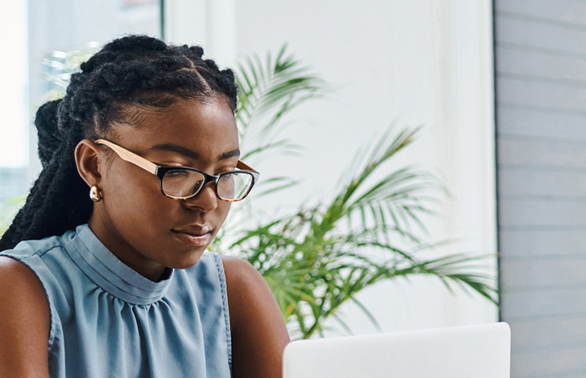 Person using computer in small business
