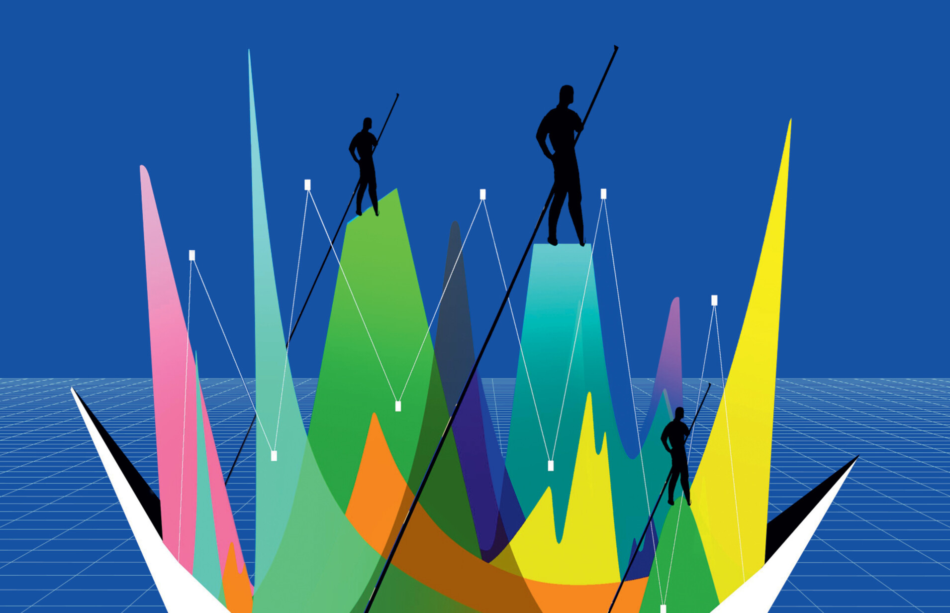 Abstract of data points as sailboats