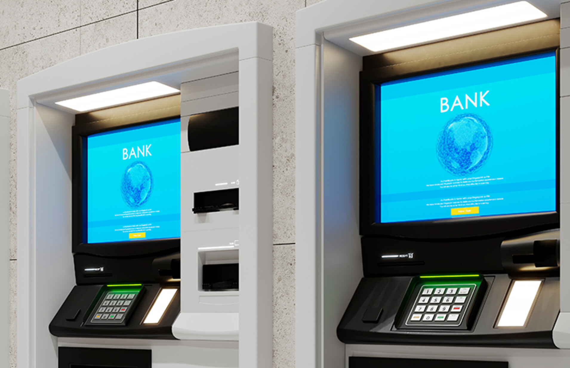 Close-up of ATM machines