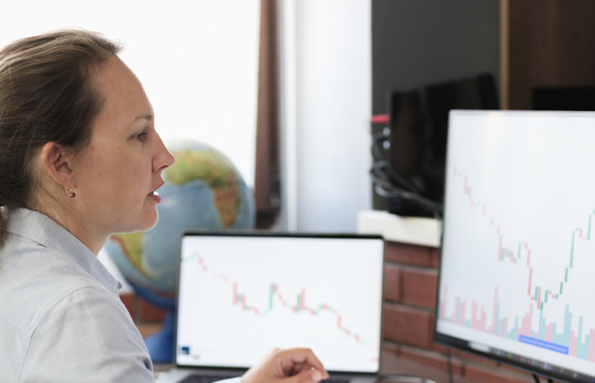 Person reviewing financial data