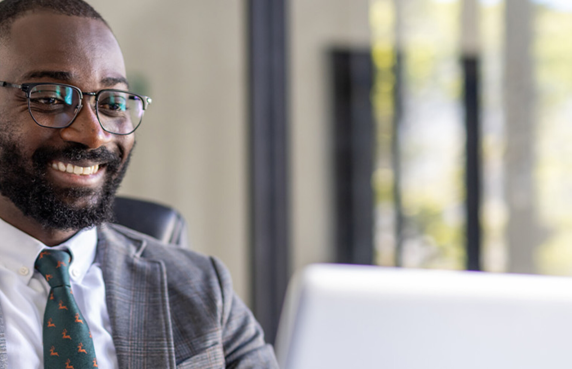 Person using computer in office