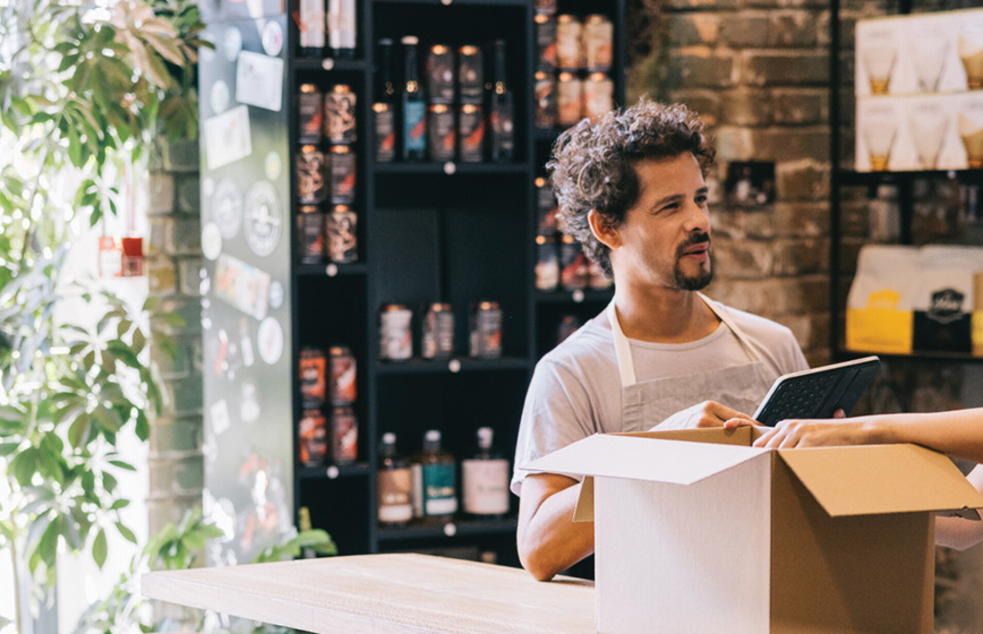 Small business owners working together in a shop