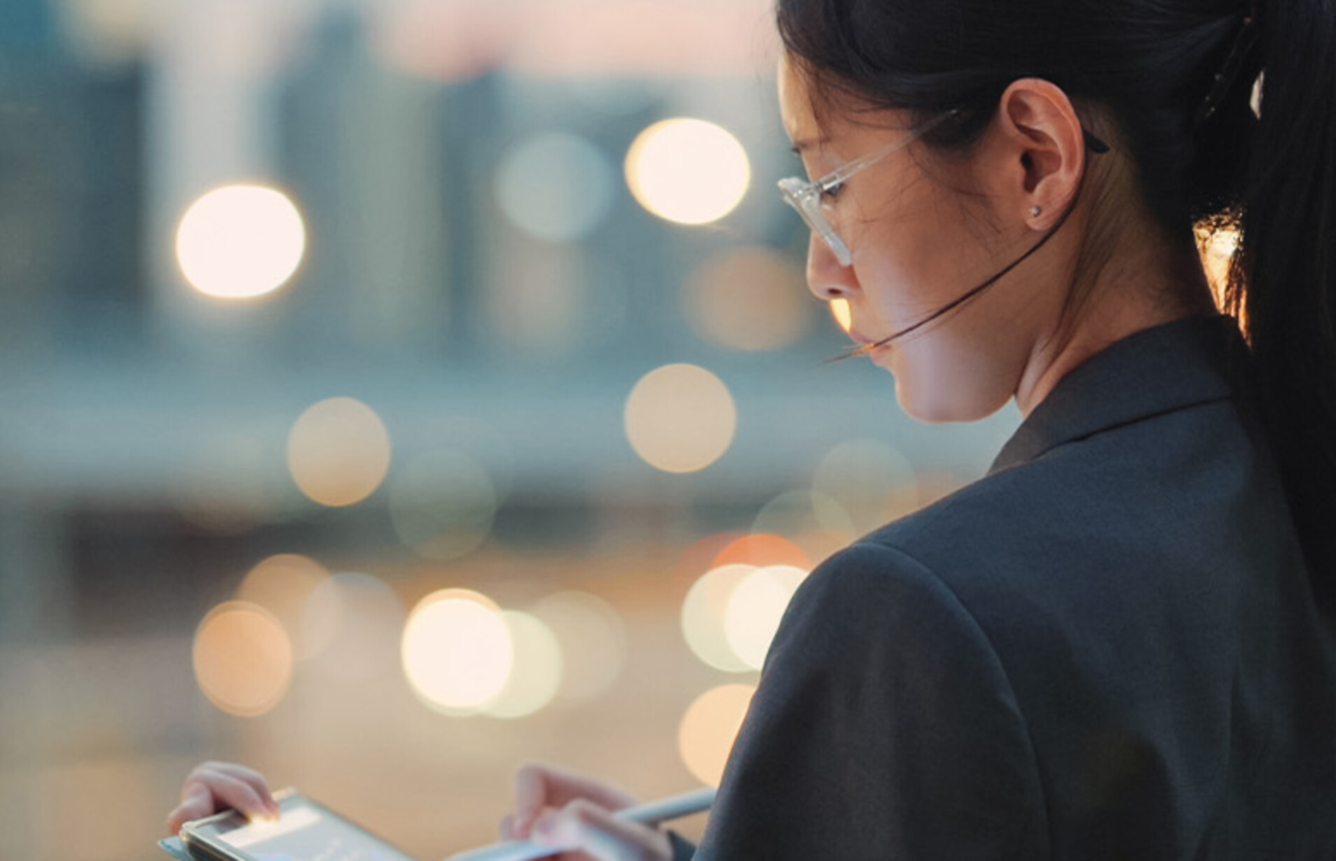 Person looking at a tablet