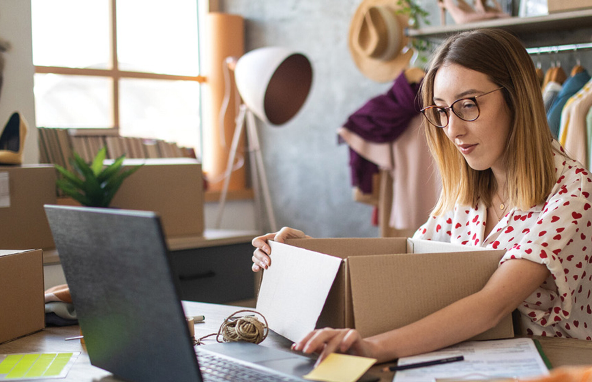 A business owner completes an order