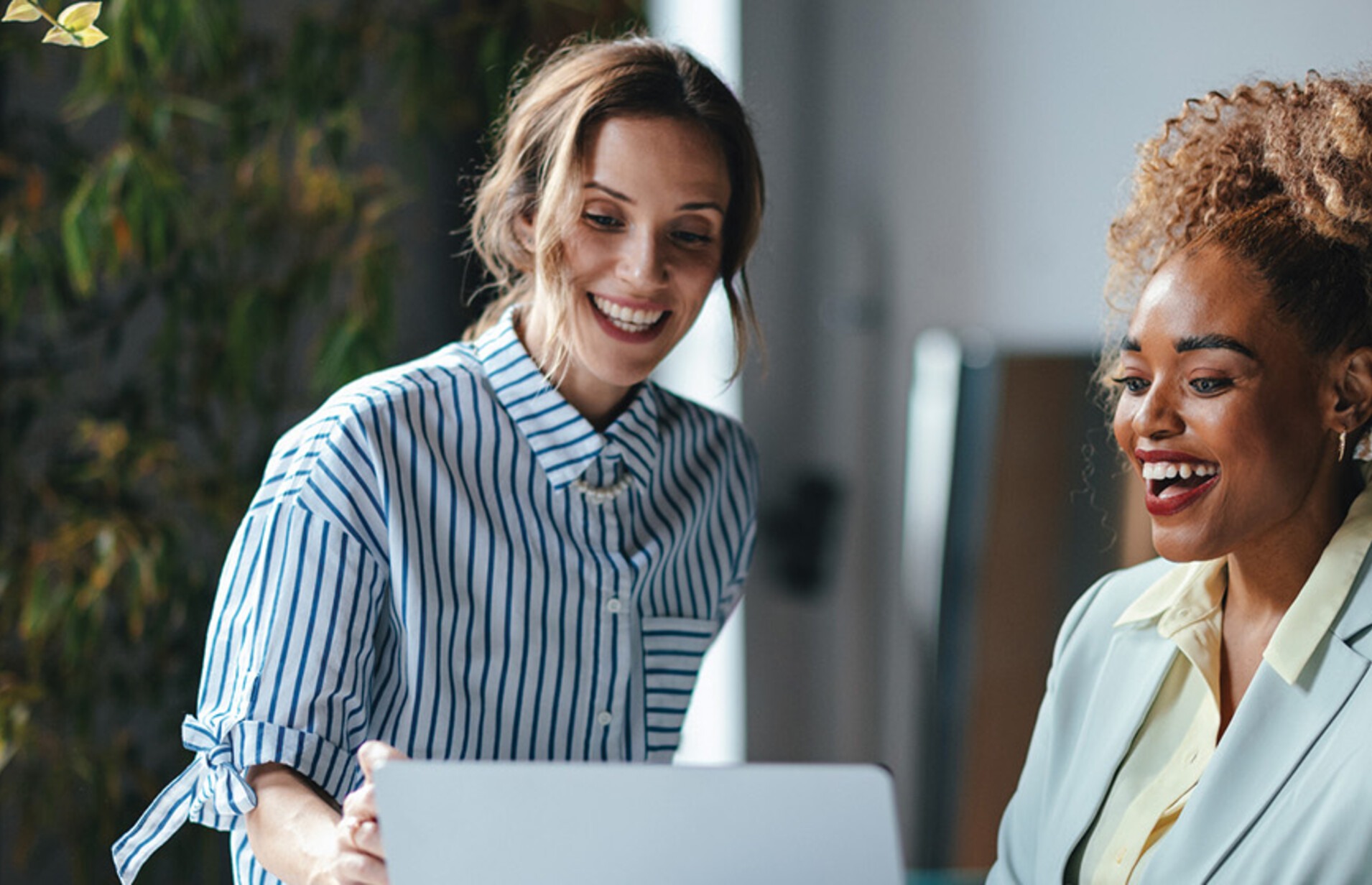Two businesswomen viewing a laptop 