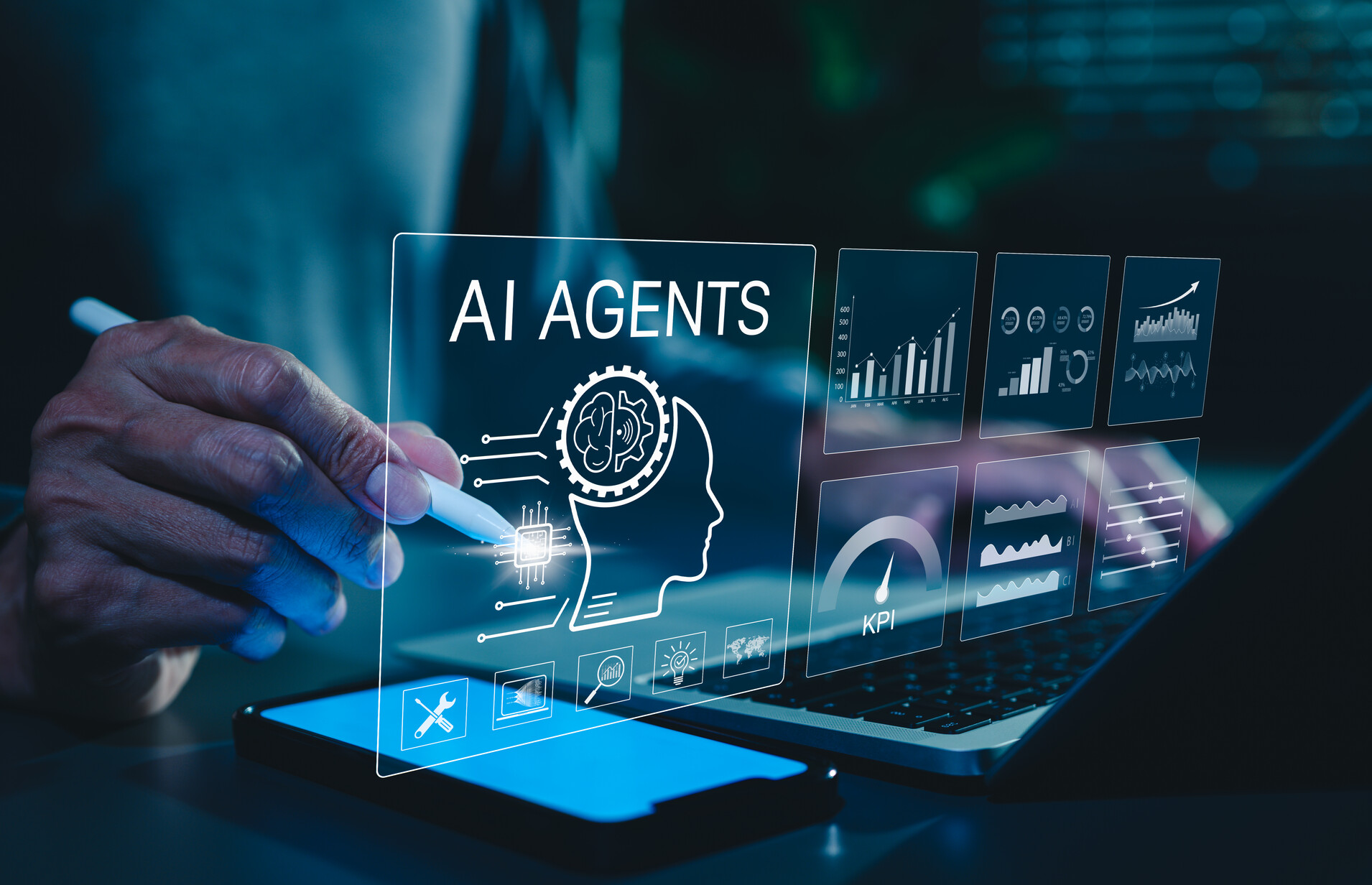 Person interacts with AI agent technology