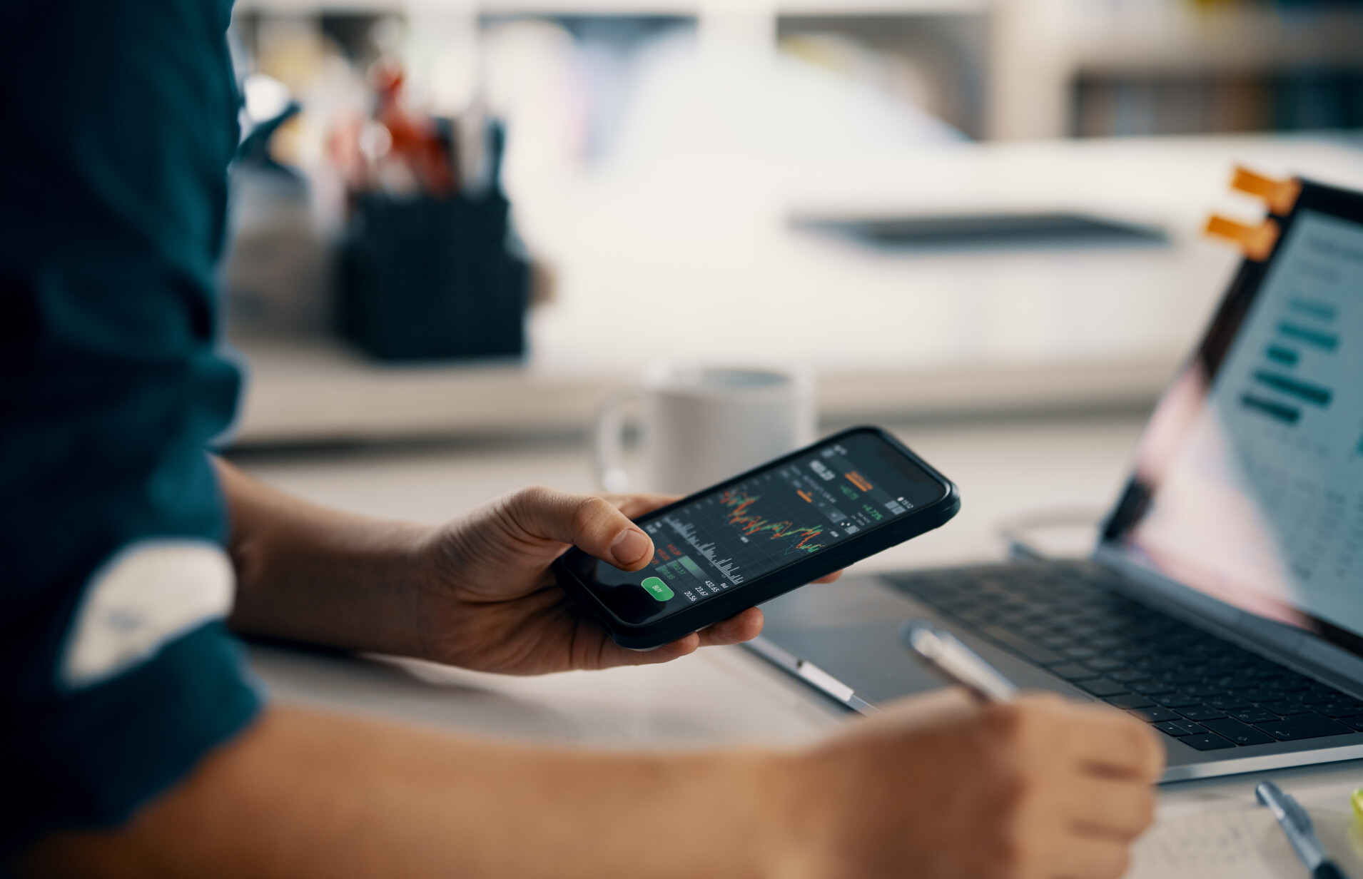 Man accessing financial data