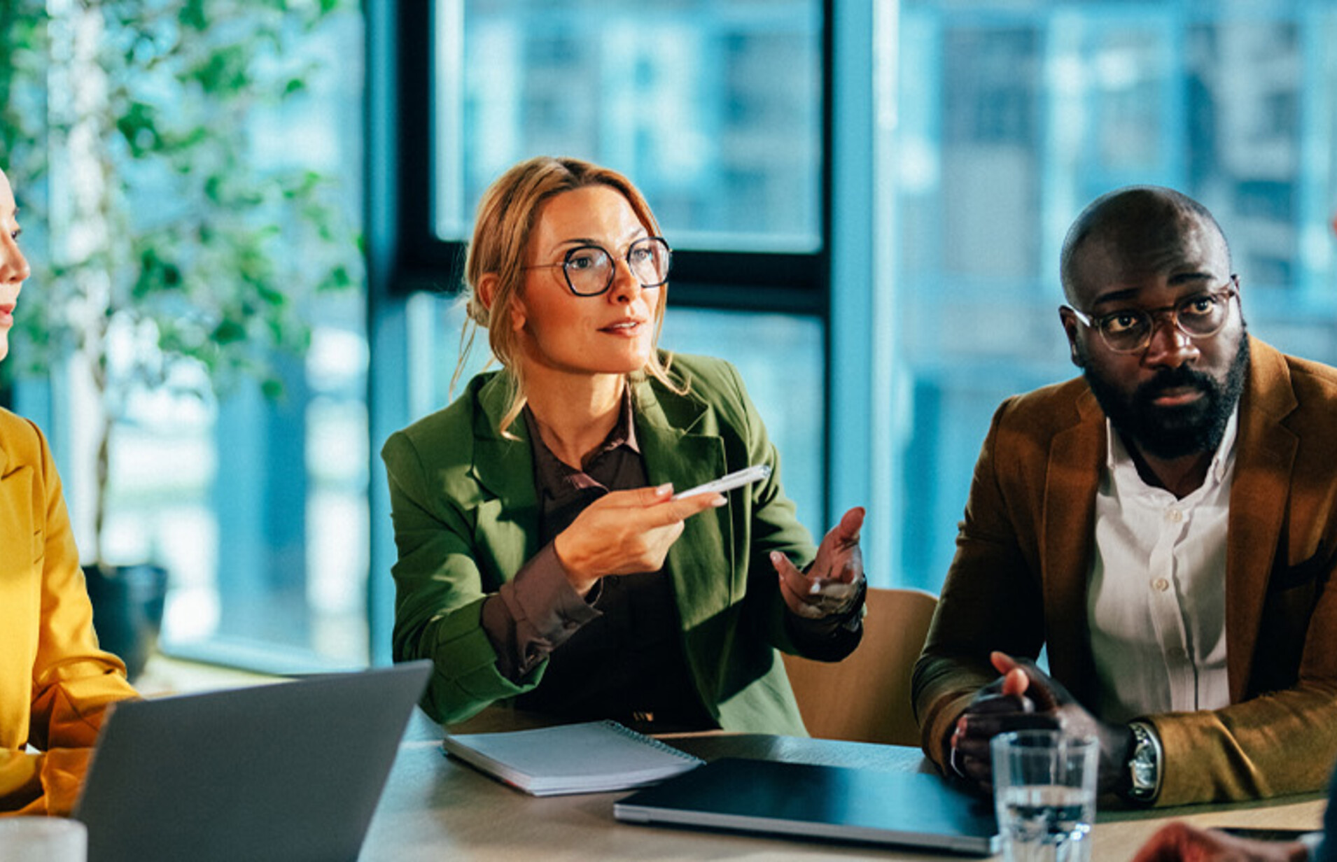 Team collaborating in office