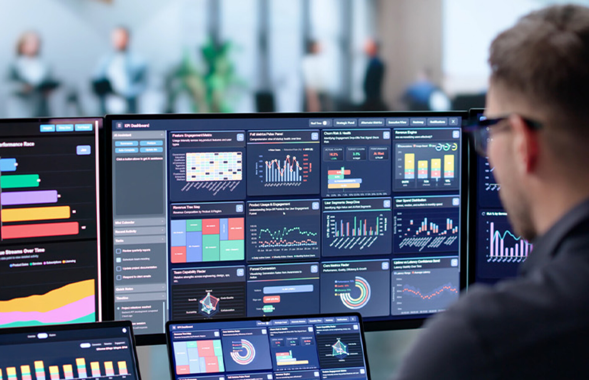 Person reviewing analytics
