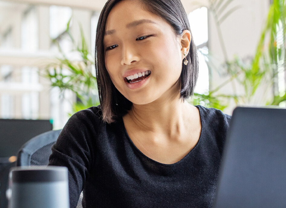 Person using an AI assistant in the office