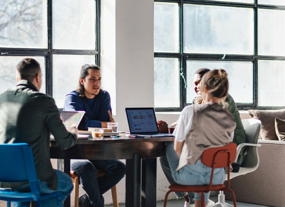 Employees working at a start-up
