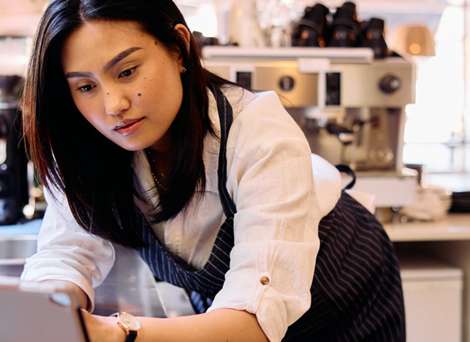 Person working on a tablet