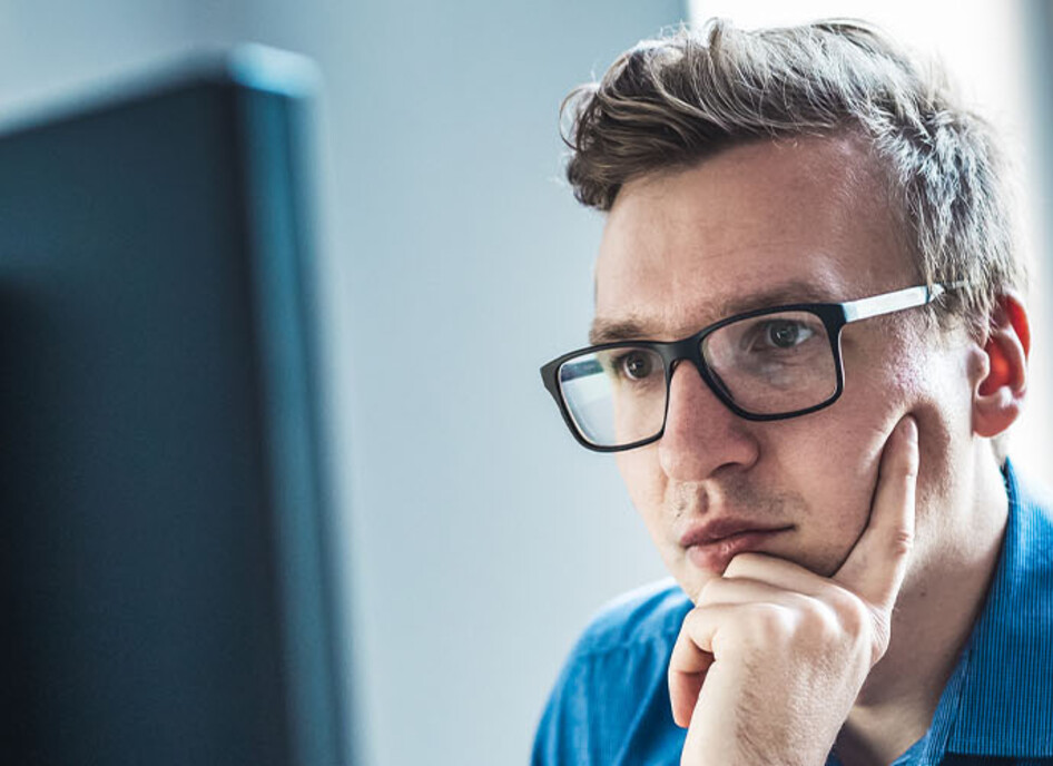Person using computer in the office