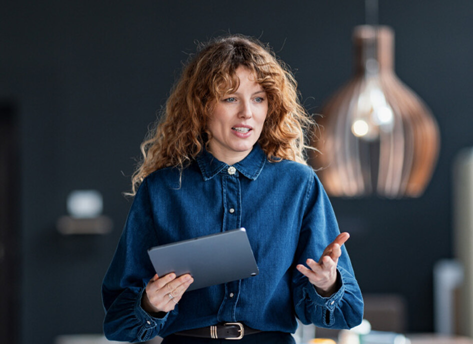 Small business leader in a meeting