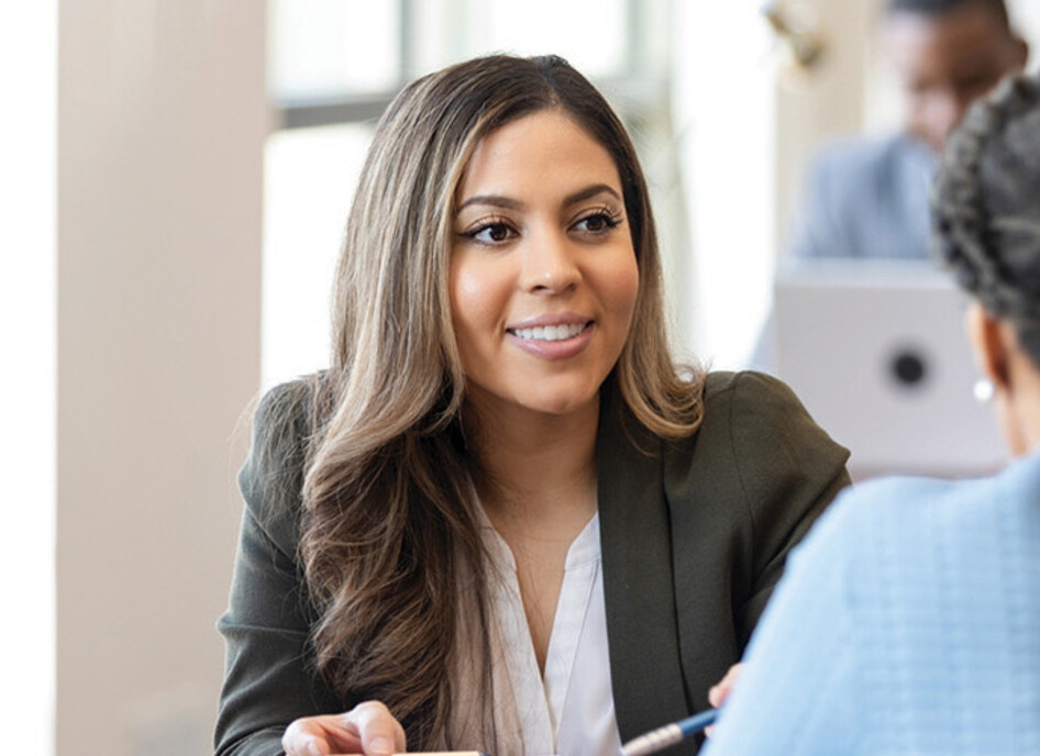 Banker working with customer