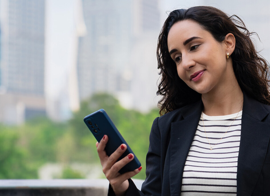A woman using a smartphone