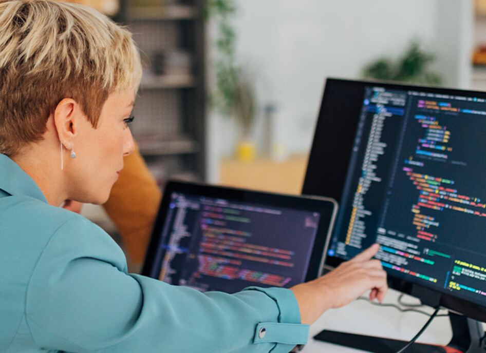 Person reviewing code 