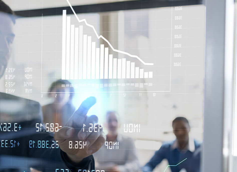 Person reviewing data in the meeting