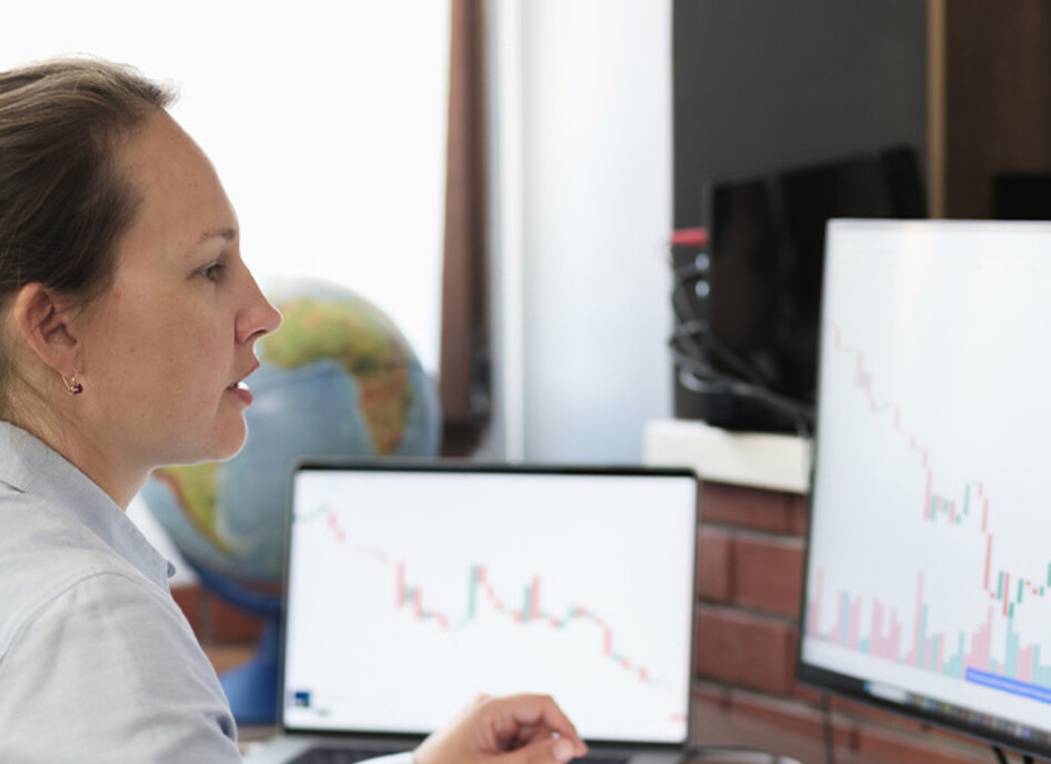 Person reviewing financial data