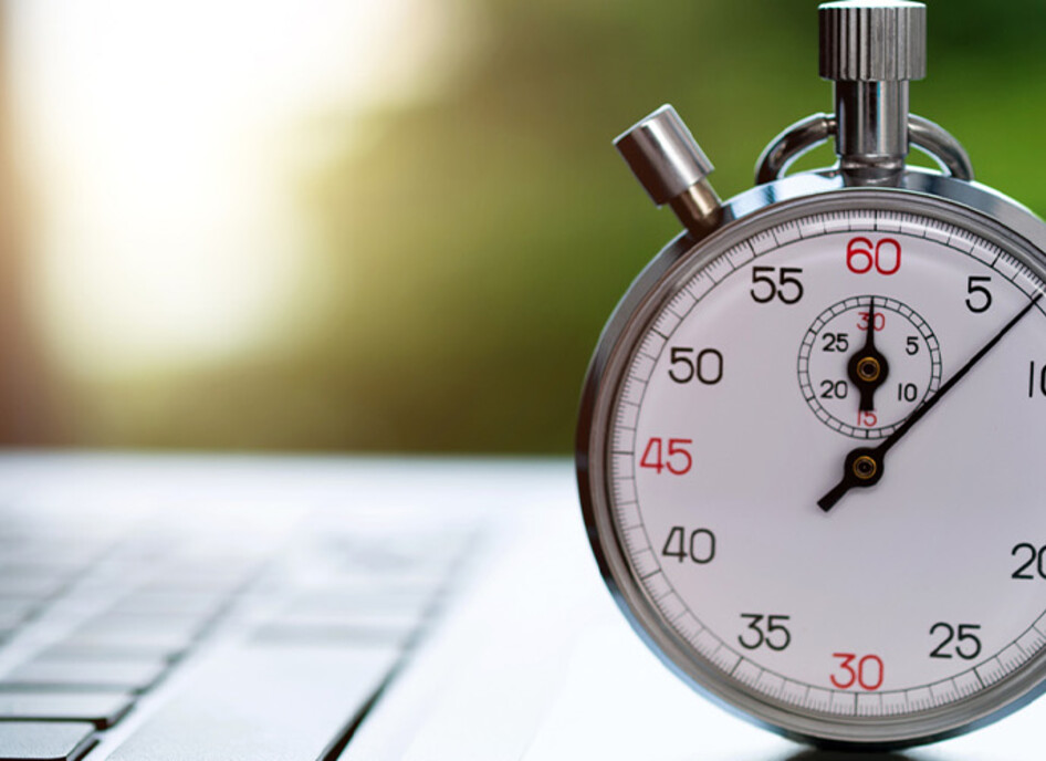 Stopwatch on laptop keyboard