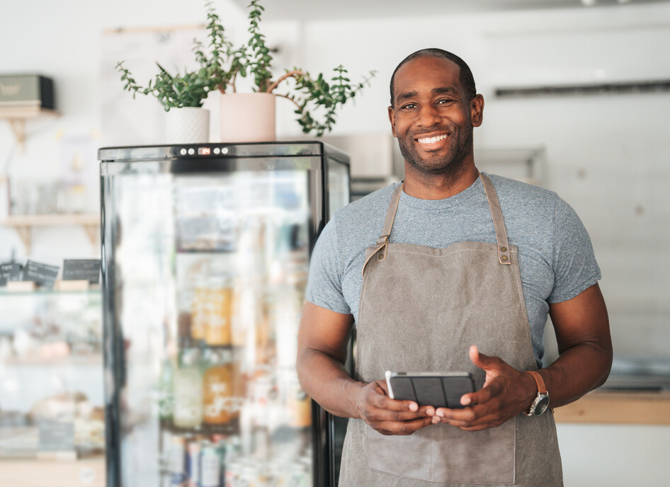 Small business owner with tablet