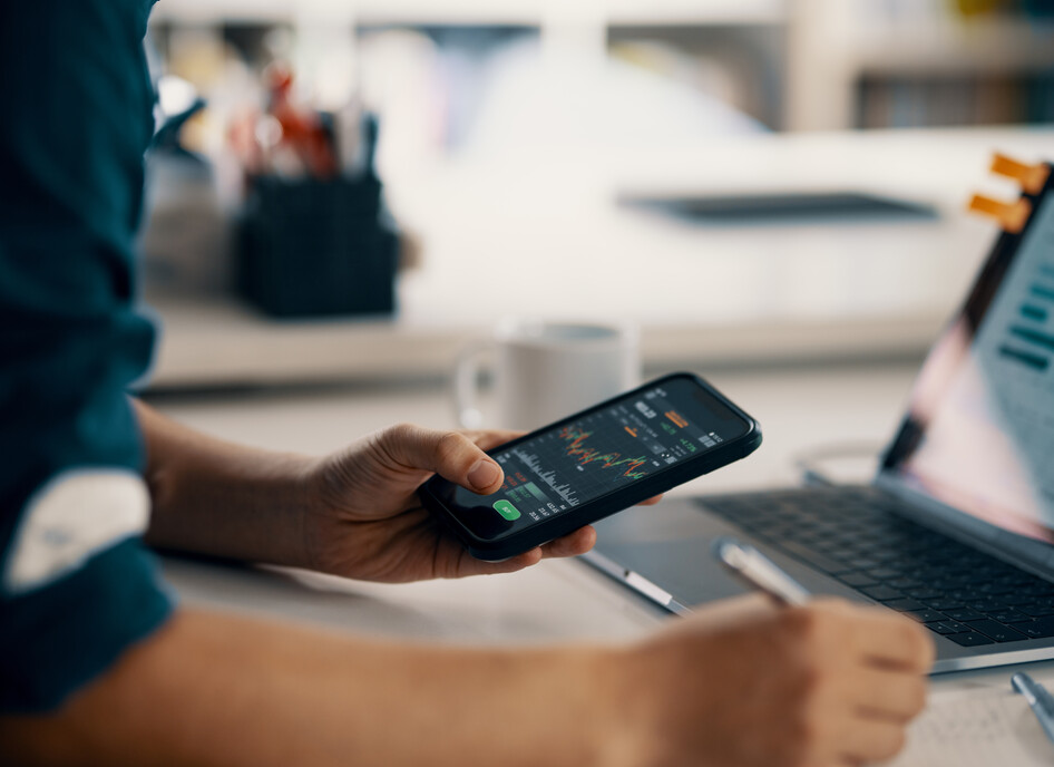 Man accessing financial data