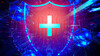 Shield with code in the background