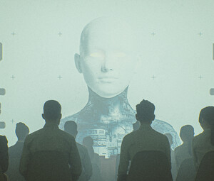 Abstract image of AI and humans