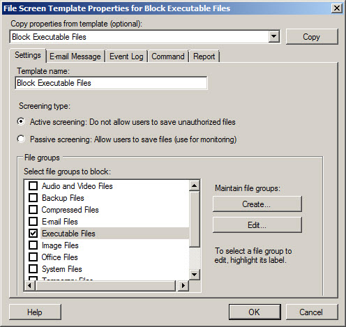 Figure 5: Screen template in Windows