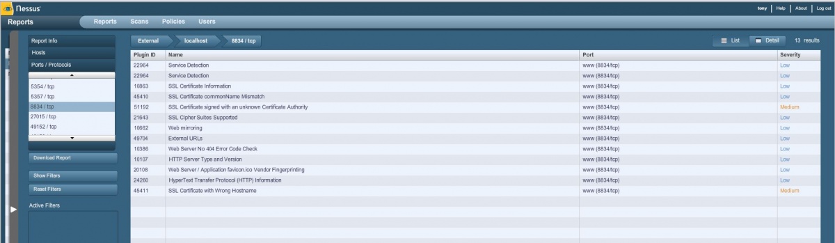 Nessus Scanner reports