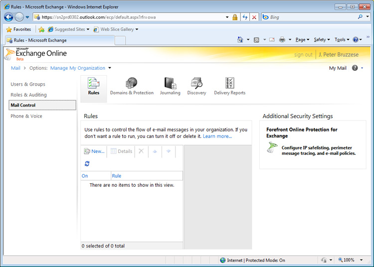 Figure 1: FOPE Link From Your OWA Connection Through the Exchange Control Panel