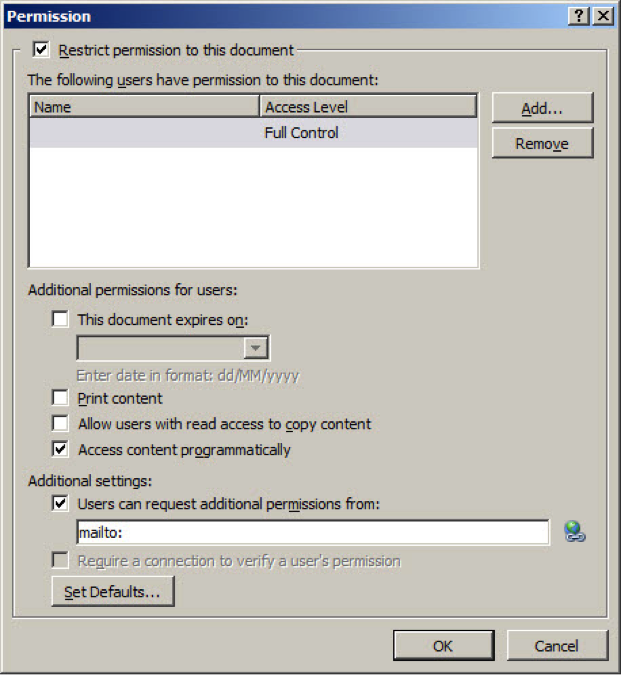 Advanced rights management restrictions