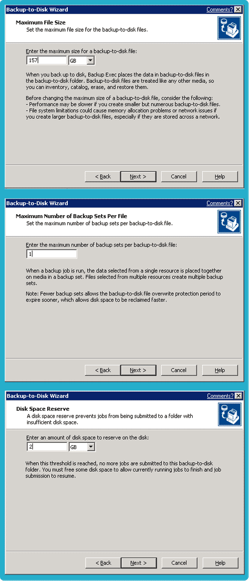 Figure 1 backup-to-disk wizard