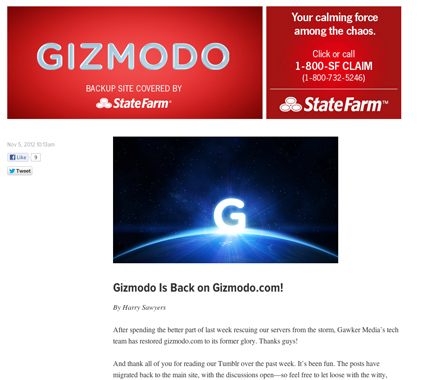 Gizmodo back up