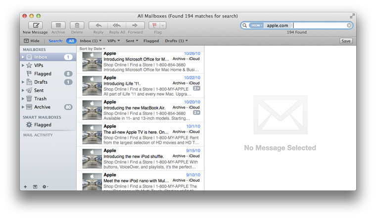 how do you search for email on mac