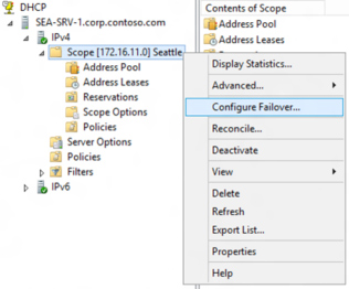 DHCP configuring failover