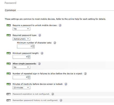 Set Intune password