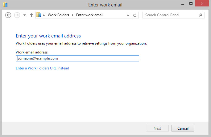 Setting up work folders in Windows 8.1