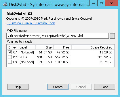 Disk2vhd